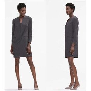 MM Lafleur Size 4 Alice Dress Gray Shift Work Modern Capsule Minimalist Career